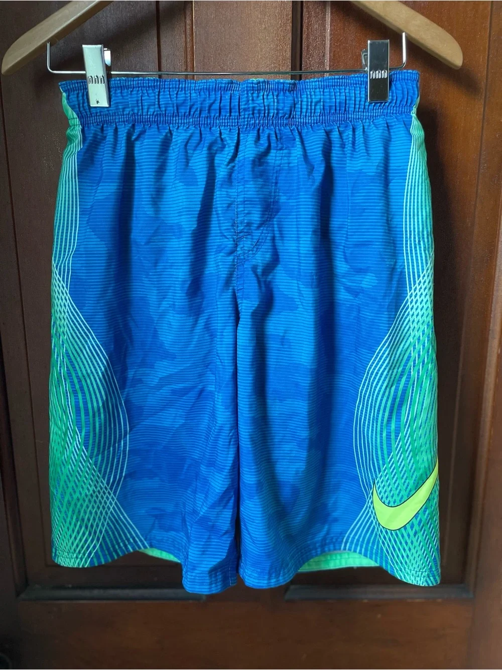 Nike boys extra large blue / green swimtrunks